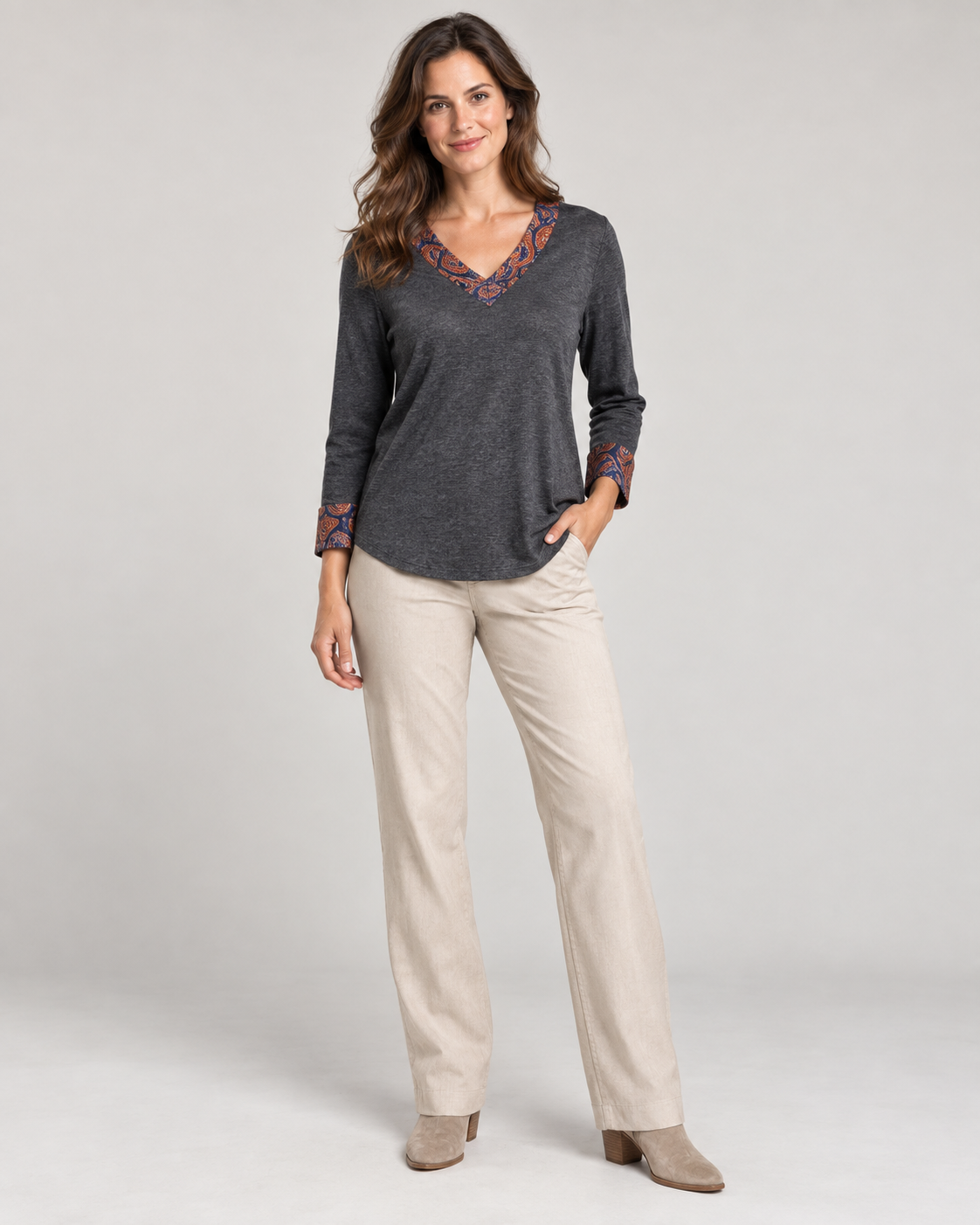 Ember Paisley V-Neck Top