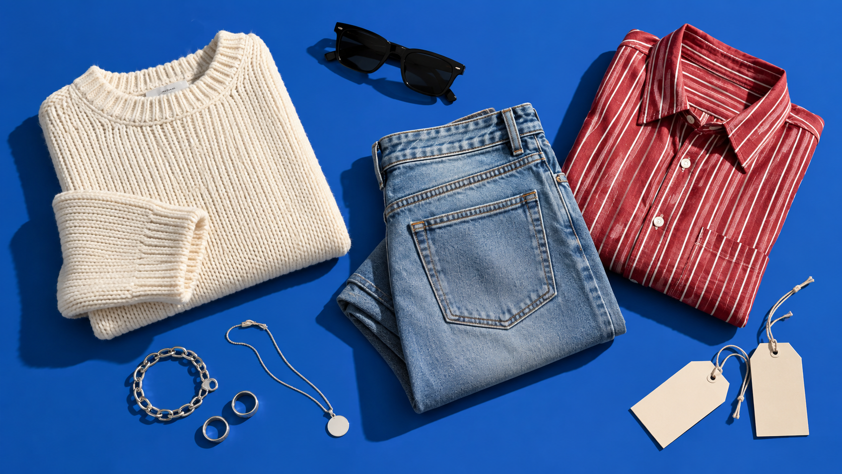 An art-directed flat lay of the latest shop fashion drop